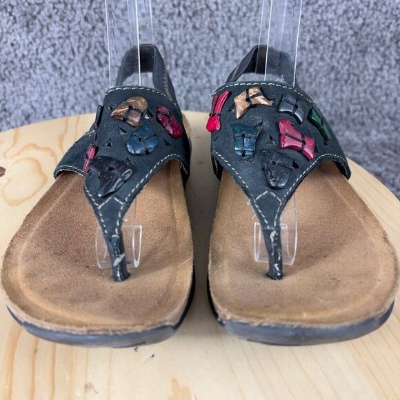 Kalso Earth Sandals March Womens Size 6 Stone Bead Cork Negative Heel Slingback - Picture 2 of 9